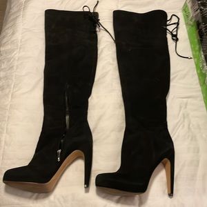 Suede Sam Edelman KAYLA Black Over The Knee Boots